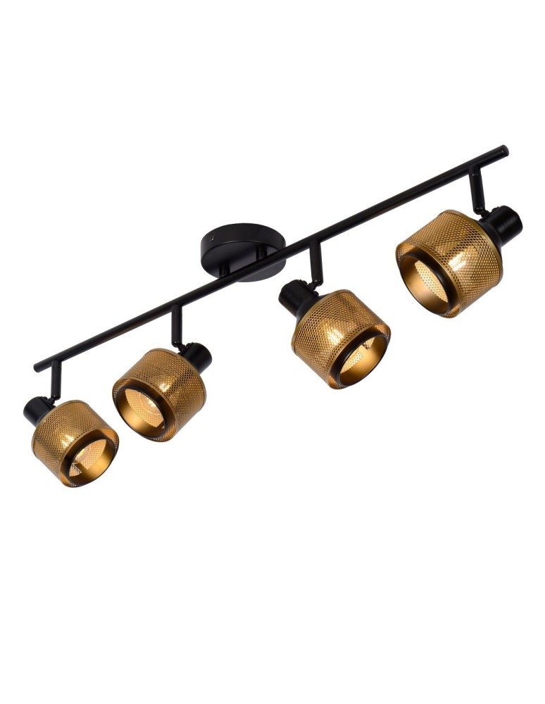 Adjustable ceiling lamps - spots - Lucide RAFA Spotlight Ceiling E14 4x40W Black/Matte Gold/Brass 77980/04/30 - product kolory-swiatla.pl 7