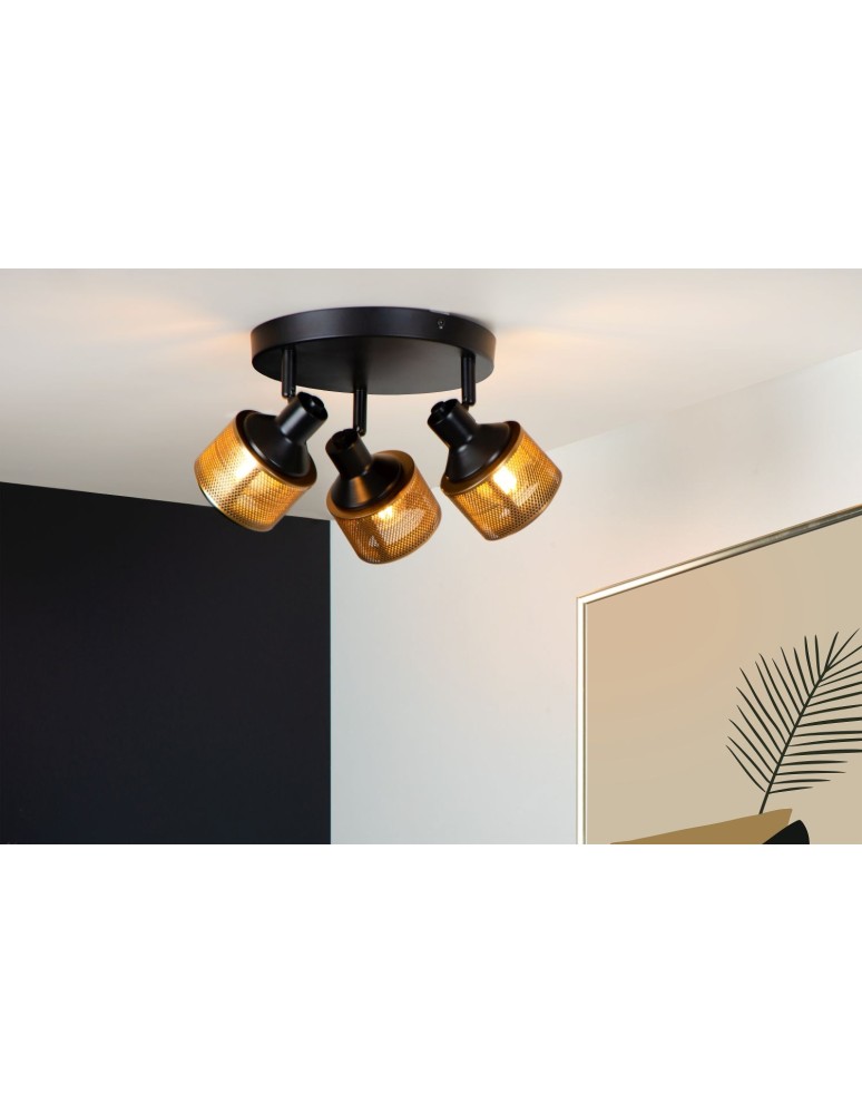 Adjustable ceiling lamps - spots - Lucide RAFA Spotlight Ceiling E14 3x40W Black/Matte Gold/Brass 77980/13/30 - product kolory-swiatla.pl 3