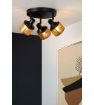 Adjustable ceiling lamps - spots - Lucide RAFA Spotlight Ceiling E14 3x40W Black/Matte Gold/Brass 77980/13/30 - product 4