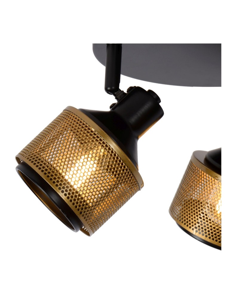 Adjustable ceiling lamps - spots - Lucide RAFA Spotlight Ceiling E14 3x40W Black/Matte Gold/Brass 77980/13/30 - product kolory-swiatla.pl 5