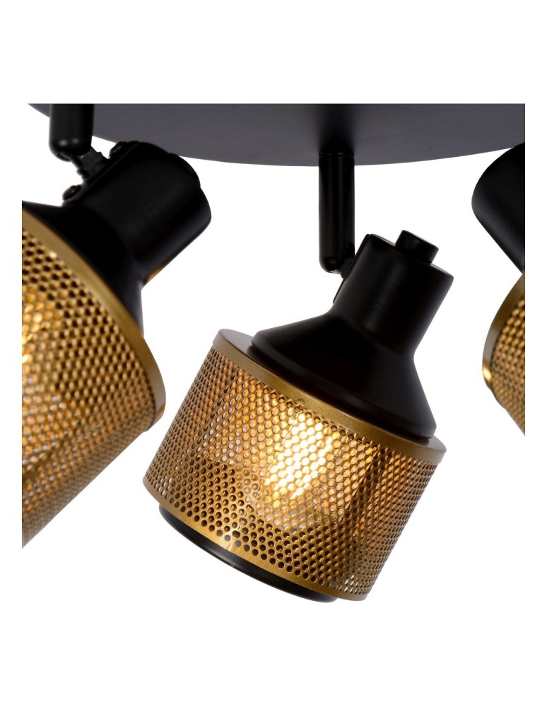 Adjustable ceiling lamps - spots - Lucide RAFA Spotlight Ceiling E14 3x40W Black/Matte Gold/Brass 77980/13/30 - product kolory-swiatla.pl 6