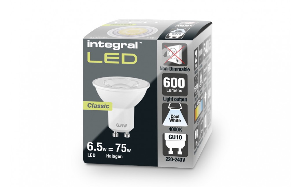 Integral LED GU10 PAR16 6.5W 2700K 595lm ILGU10NC114