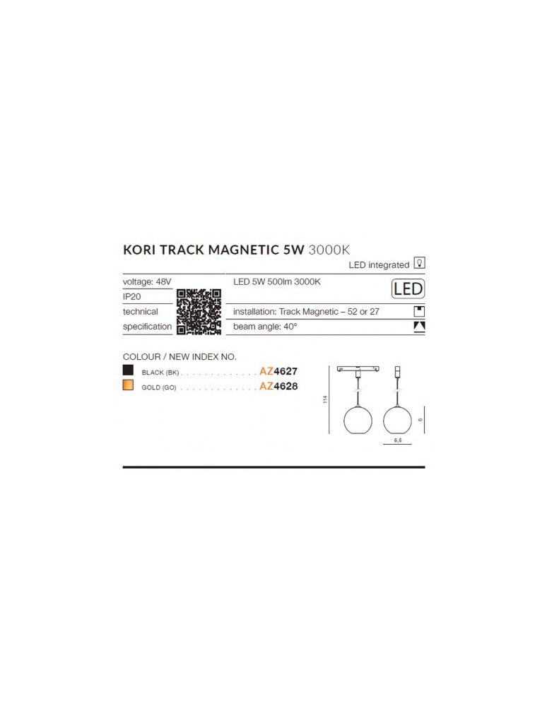 Magnetic rail lamps - Azzardo KORI TRACK MAGNETIC LED 5W 500lm 3000K Black AZ4627 - product kolory-swiatla.pl 6