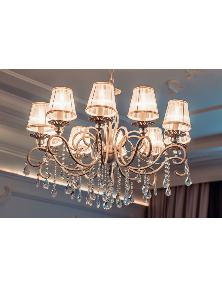 Chandelier with lampshade - Maytoni Grace 10xE14 40W chandelier ARM247-10-G white and gold - product kolory-swiatla.pl 3