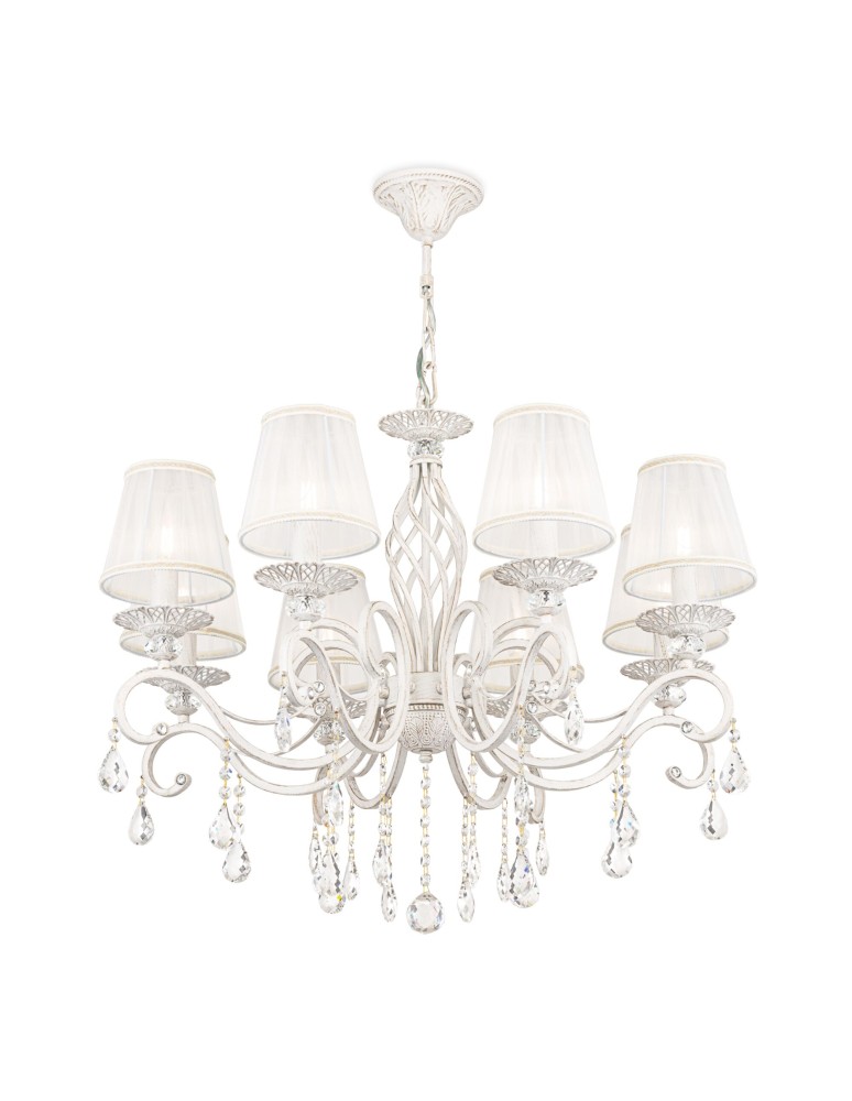 Chandelier with lampshade - Maytoni Grace 8xE14 40W chandelier ARM247-08-G white and gold - product kolory-swiatla.pl 1