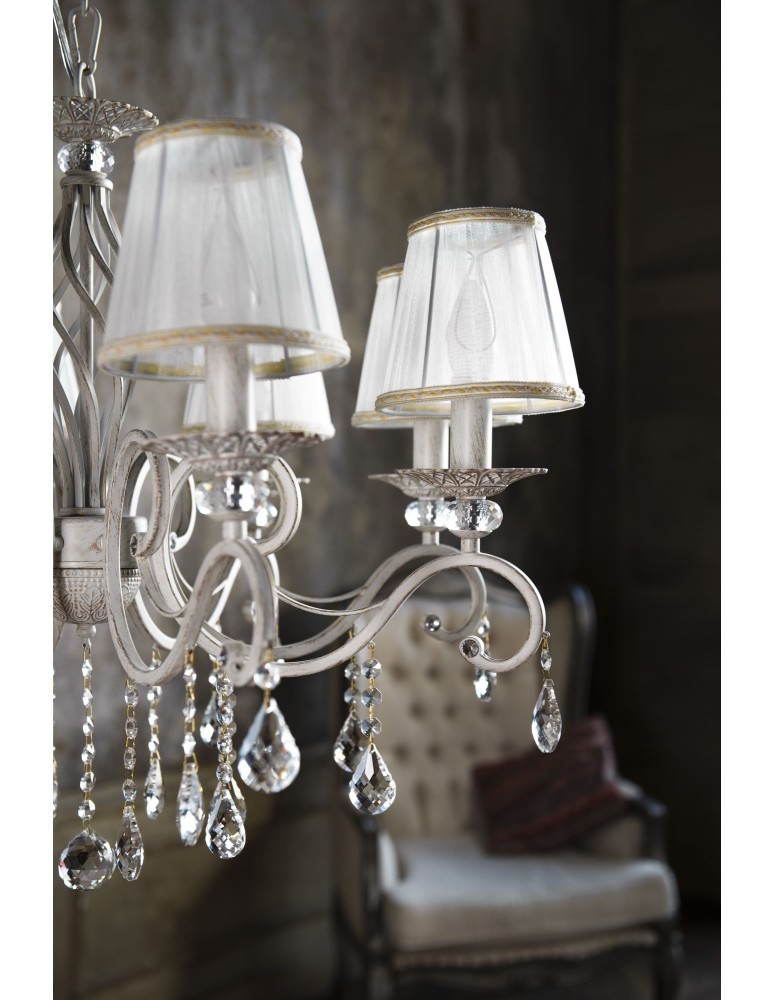 Chandelier with lampshade - Maytoni Grace 8xE14 40W chandelier ARM247-08-G white and gold - product kolory-swiatla.pl 2