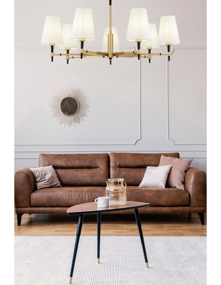 Chandelier with lampshade - Maytoni Zaragoza 7xE14 40W chandelier H001CL-07BS brass - product kolory-swiatla.pl 3