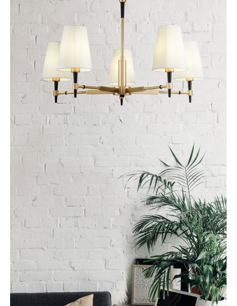 Chandelier with lampshade - Maytoni Zaragoza 5xE14 40W chandelier H001CL-05BS brass - product kolory-swiatla.pl 3