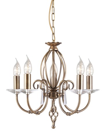 Elstead AEGAN 5x60W E14 AG5 AGED BRASS Chandelier.