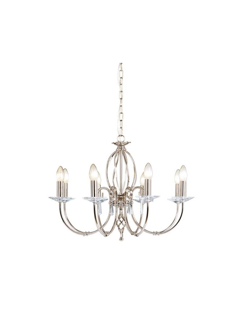 Chandelier chandeliers - Elstead AEGAN 8x60W E14 AG8 POL NICKEL Chandelier. - product kolory-swiatla.pl 1