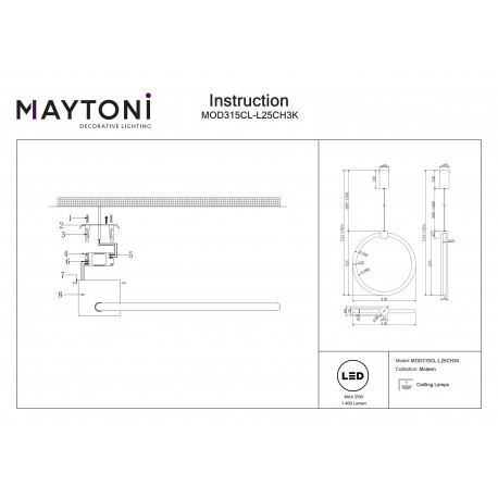 Maytoni Anillo Sufitowa LED 25W 3000K 1400lm Chrom MOD315CL-L25CH3K