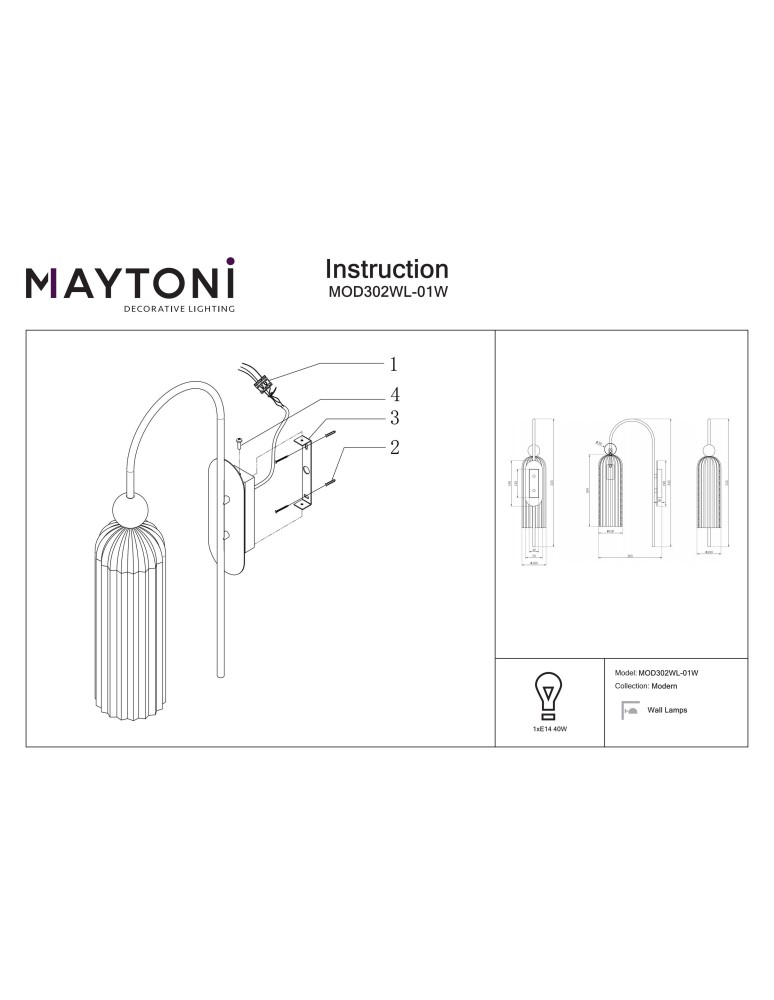 Glamour wall lamps - Maytoni Antic Wall E14 1x40W White MOD302WL-01W - product kolory-swiatla.pl 5