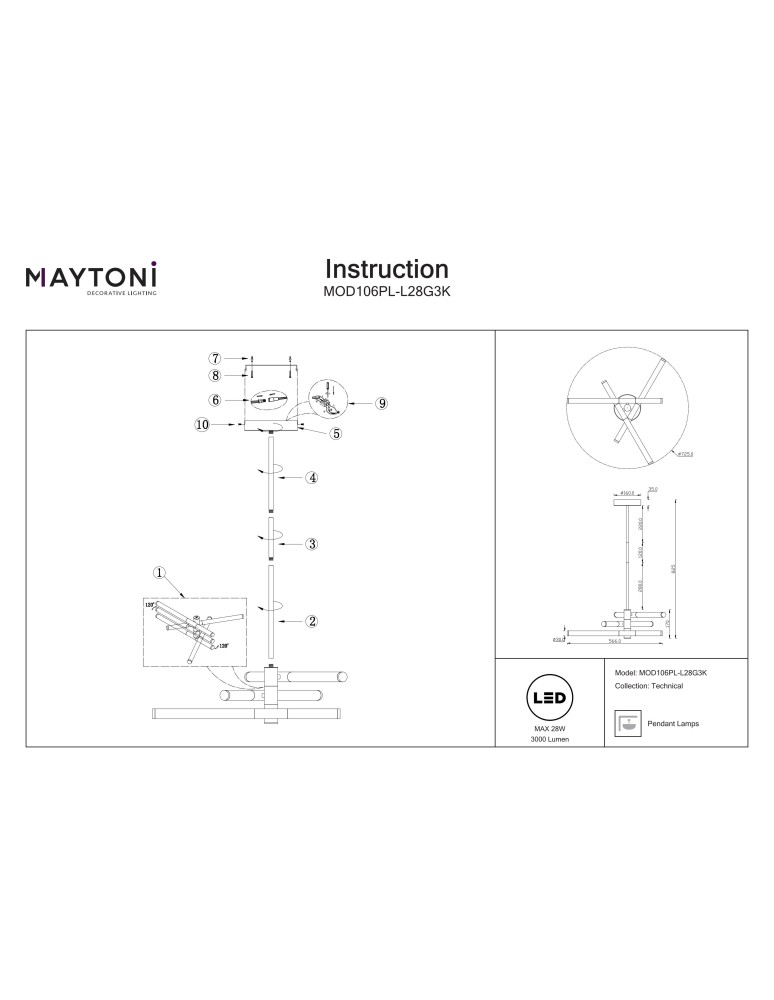 LED pendant lamps - Maytoni Axis Pendant LED 28W 3000K 3000lm Gold MOD106PL-L28G3K. - product kolory-swiatla.pl 6