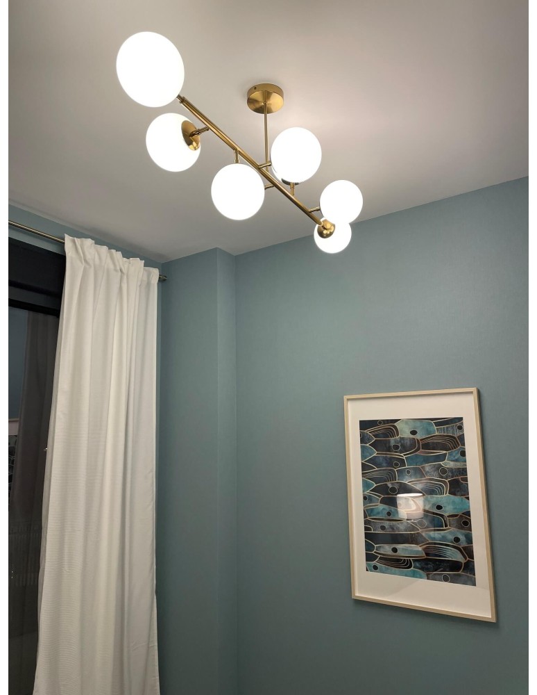 Pendant lamps spheres - Light Prestige Dorado 8 pendant lamp LP-002/8P 8xE14 gold/white - product kolory-swiatla.pl 4