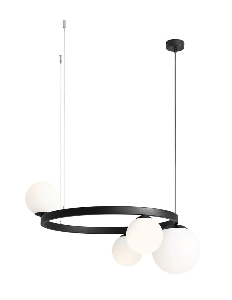 Pendant lamps spheres - ALDEX PENDING LAMP GARDA 4 RING BLACK, 3 x 40W / 1 x 60W (1099L1_R) - product kolory-swiatla.pl 1