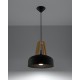 Sollux Lampa wisząca CASCO czarna/naturalne drewno SL.0390