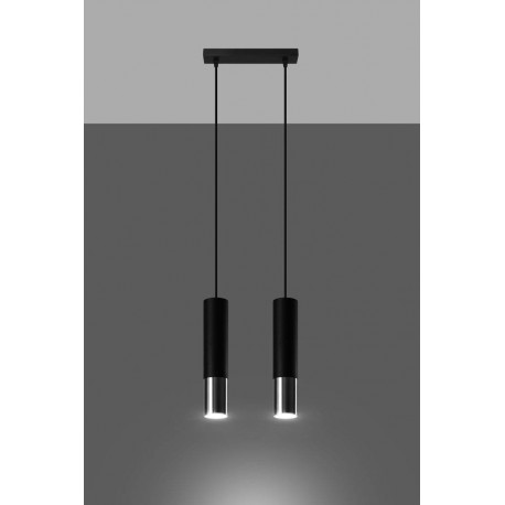 Sollux Lampa wisząca LOOPEZ 2 czarny/chrom SL.0941