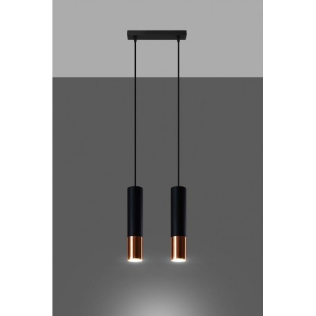 Sollux Lampa wisząca LOOPEZ 2 czarny/miedź SL.0947