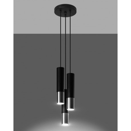 Sollux Lampa wisząca LOOPEZ 3P czarny/chrom SL.0943