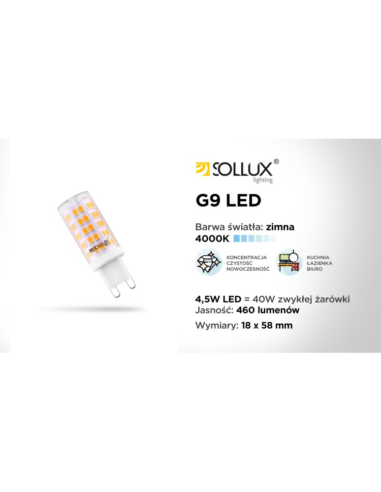 Sollux Żarówka LED G9 4000K 4,5W 460lm SL.0975