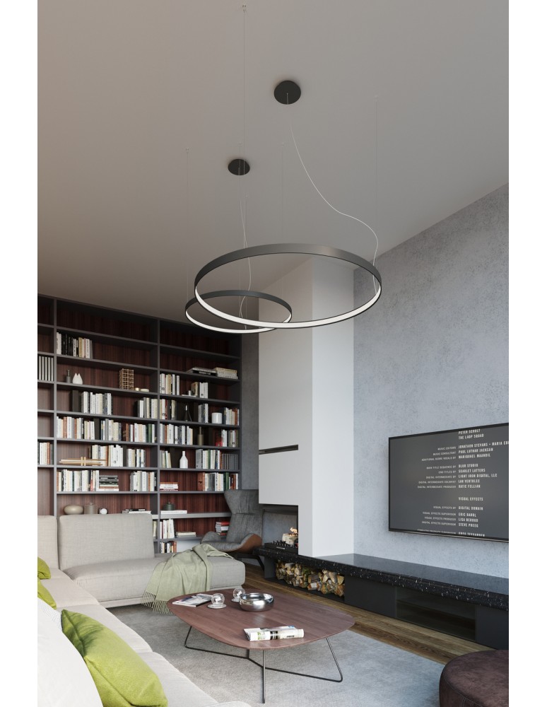 Pendant lamps circles - THORO Chandelier RIO 55 black LED 3000K 1xLED TH.106 - product kolory-swiatla.pl 10