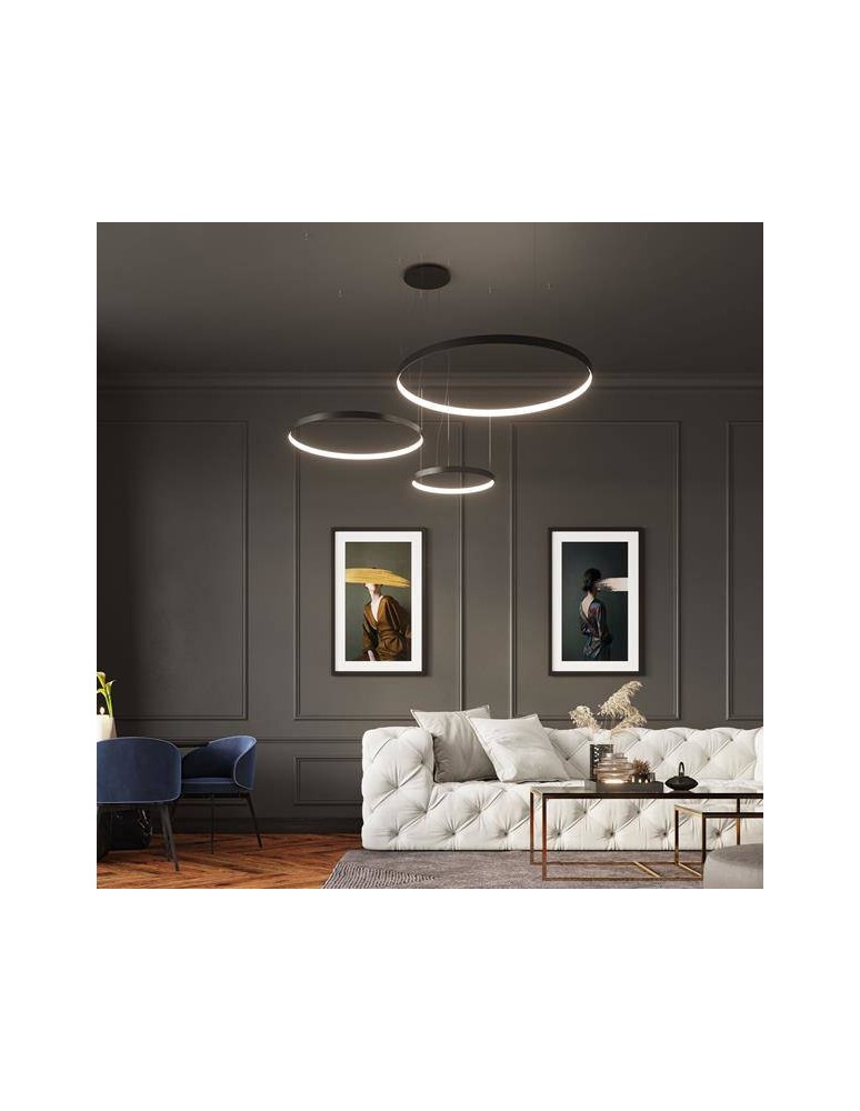 Pendant lamps circles - THORO Chandelier RIO 55 black LED 4000K 1xLED TH.108 - product kolory-swiatla.pl 13