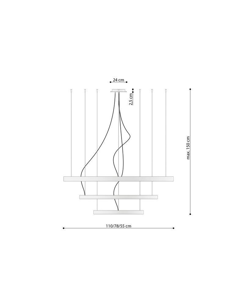 Pendant lamps circles - THORO Chandelier RIO 3 55/78/110 black LED 3000K 3xLED TH.138 - product kolory-swiatla.pl 5