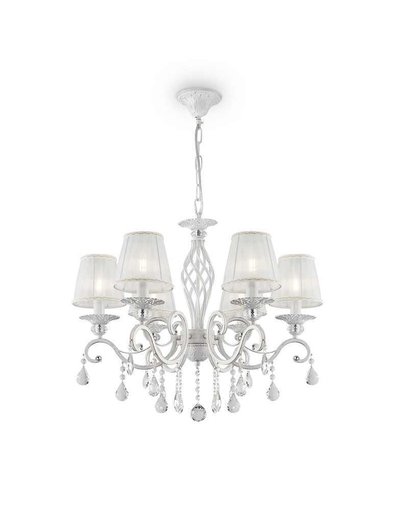 Chandelier with lampshade - Maytoni Grace 6xE14 40W chandelier ARM247-06-G white and gold - product kolory-swiatla.pl 1