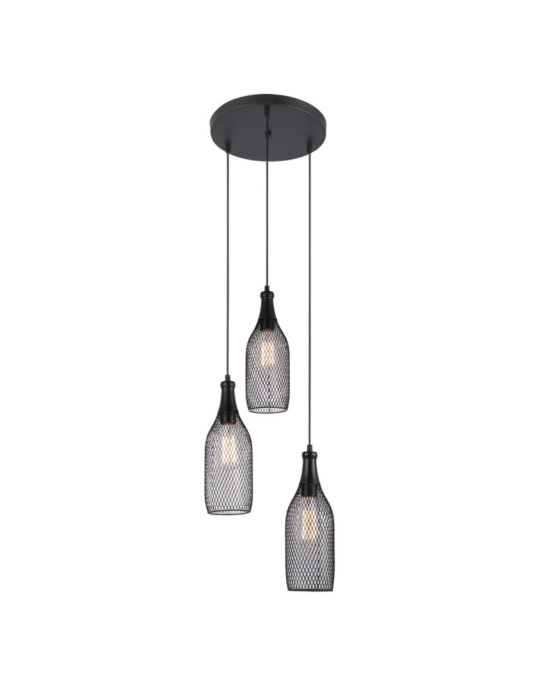 Loft pendant lamps - ITALUX Julienne 3x60W E27 230V Black MDM-2547/3 Pendant - product kolory-swiatla.pl 1