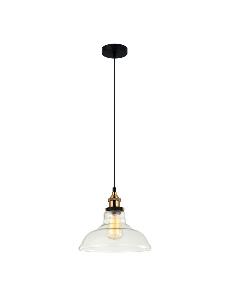 Pendant lamps - ITALUX Hubert 1x60W E27 230V Black/Gold MDM-2381/1 Pendant - product kolory-swiatla.pl 1