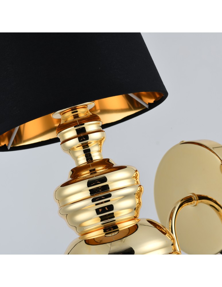 Wall lamps with lampshade - Step into Design QUEEN gold black 18 cm wall lamp.      - product kolory-swiatla.pl 3