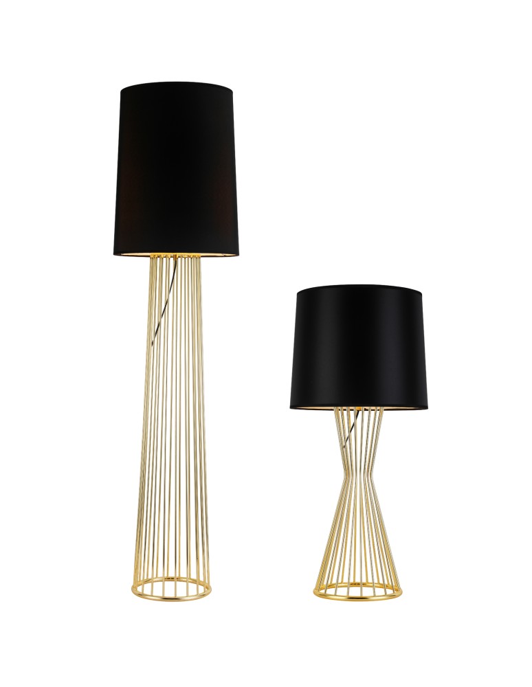 Floor lamps with lampshade - Step into Design Floor lamp FILO-2 black and gold 156 cm   - product kolory-swiatla.pl 4