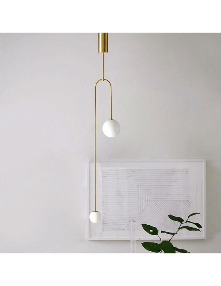 Double pendant lamps - Step into Design LOOP pendant lamp gold 123 cm   - product kolory-swiatla.pl 3