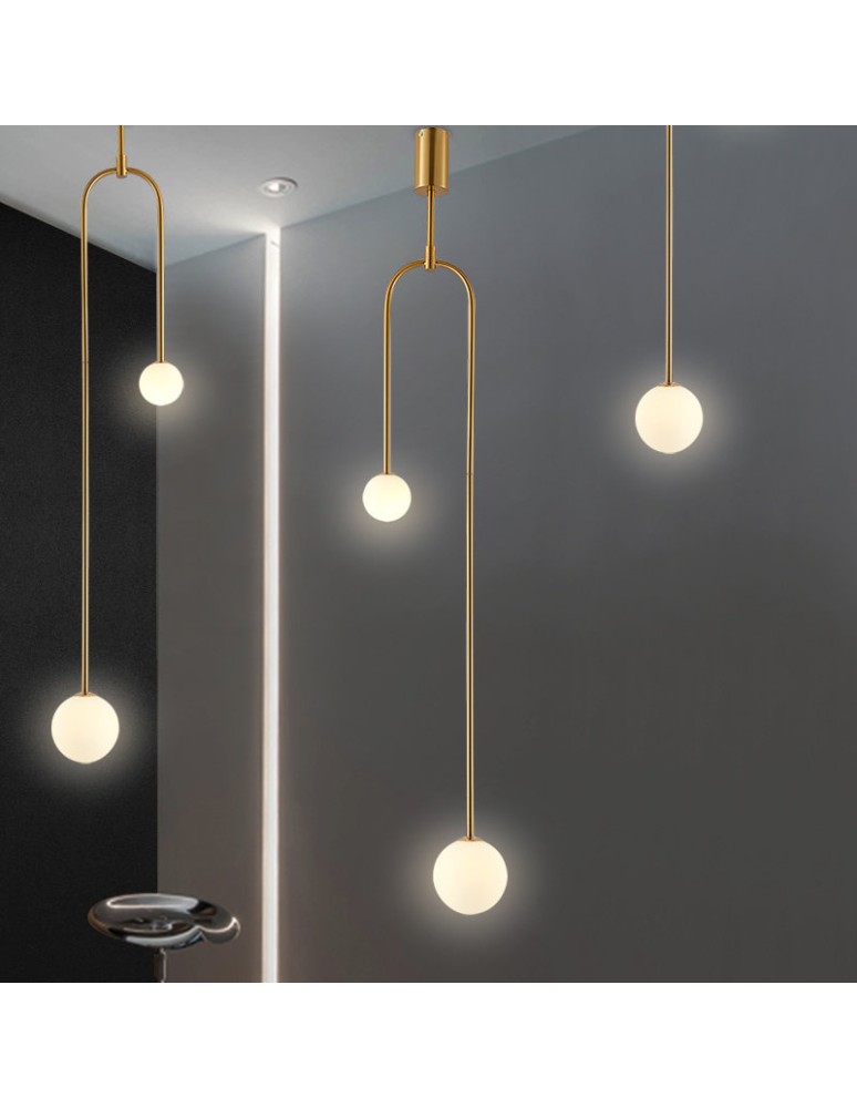 Double pendant lamps - Step into Design LOOP pendant lamp gold 123 cm   - product kolory-swiatla.pl 5