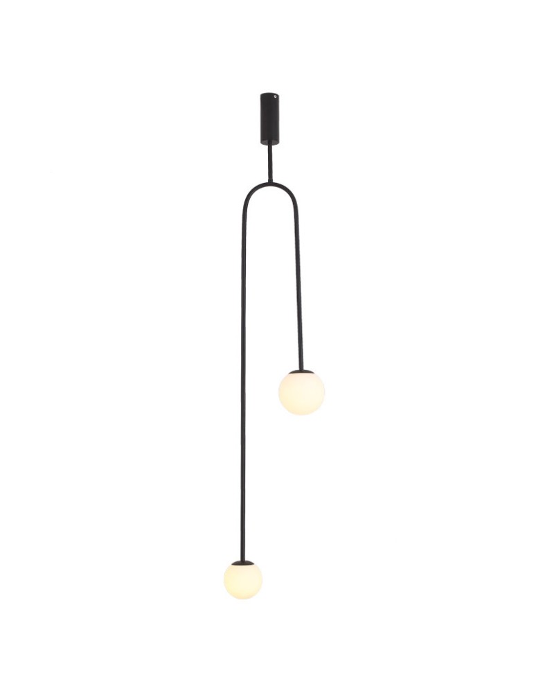 Double pendant lamps - Step into Design LOOP pendant lamp black 123 cm   - product kolory-swiatla.pl 3