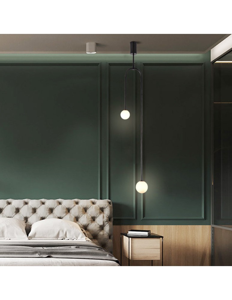 Double pendant lamps - Step into Design LOOP pendant lamp black 123 cm   - product kolory-swiatla.pl 5