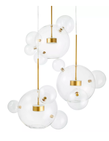 Step into Design Lampa wisząca BUBBLES -14 ROUND / BUBBLES -14 OKRĄGŁA LED transparentno - złota 3000K
