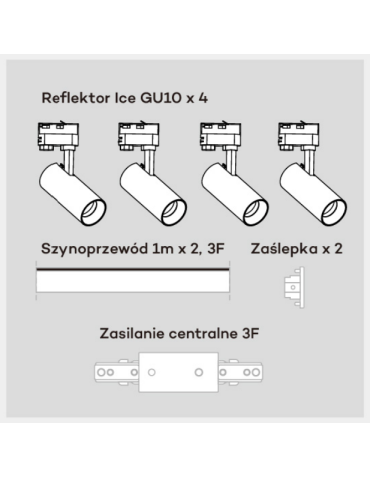 Light Prestige Ice System 3F GU10 4x50W white LP-732 4W WH SET - product 2