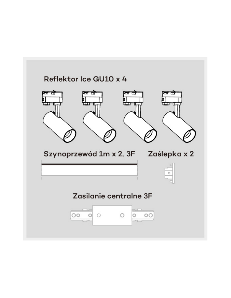 Ready-made rail kits - Light Prestige Ice System 3F GU10 4x50W white LP-732 4W WH SET - product kolory-swiatla.pl 2