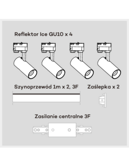 Light Prestige Ice System 3F GU10 4x50W white LP-732 4W WH SET - product 2