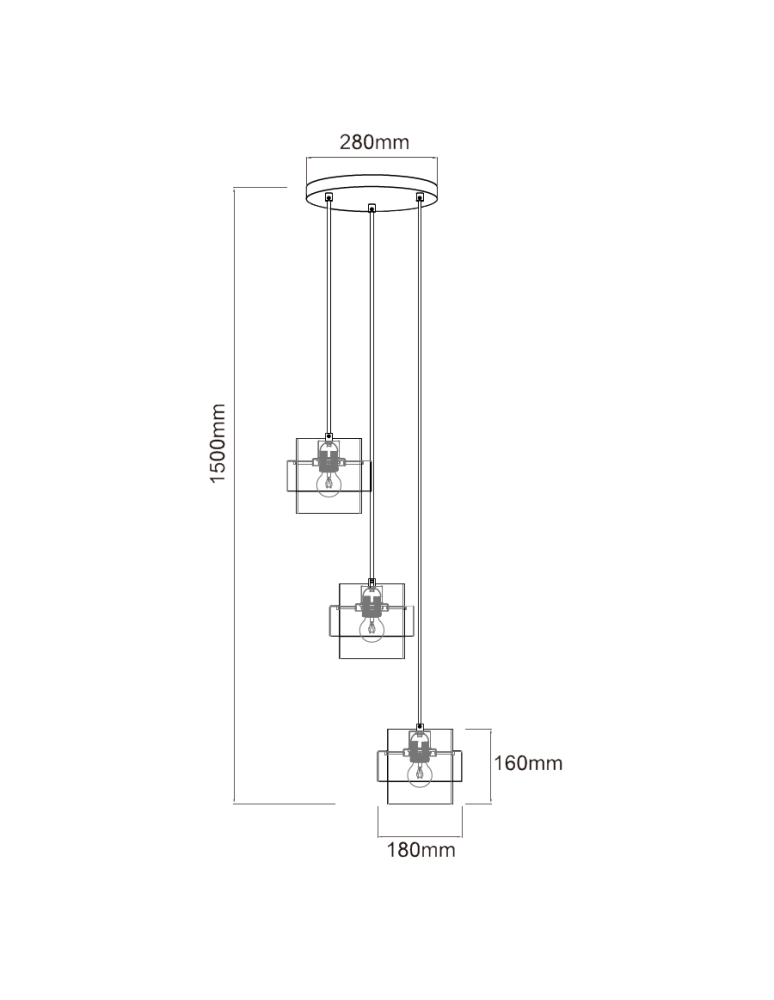 Pendant lamps - Light Prestige Miele Pendant lamp E27 3x40W smoke/gold LP-866/3P SM/GD - product kolory-swiatla.pl 2