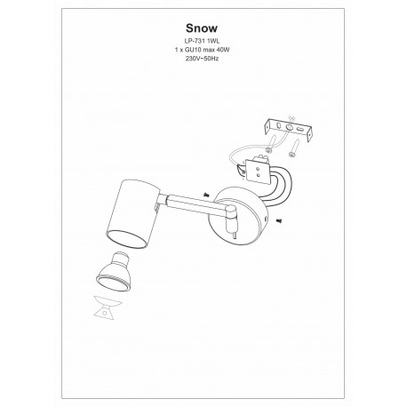 Light Prestige Snow Kinkiet GU10 1x40W biały LP-731/1WL WH