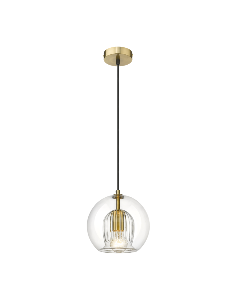 Glass pendant lamps - Light Prestige Arette pendant lamp E27 1x40W transparent/gold LP-133/1P - product kolory-swiatla.pl 1