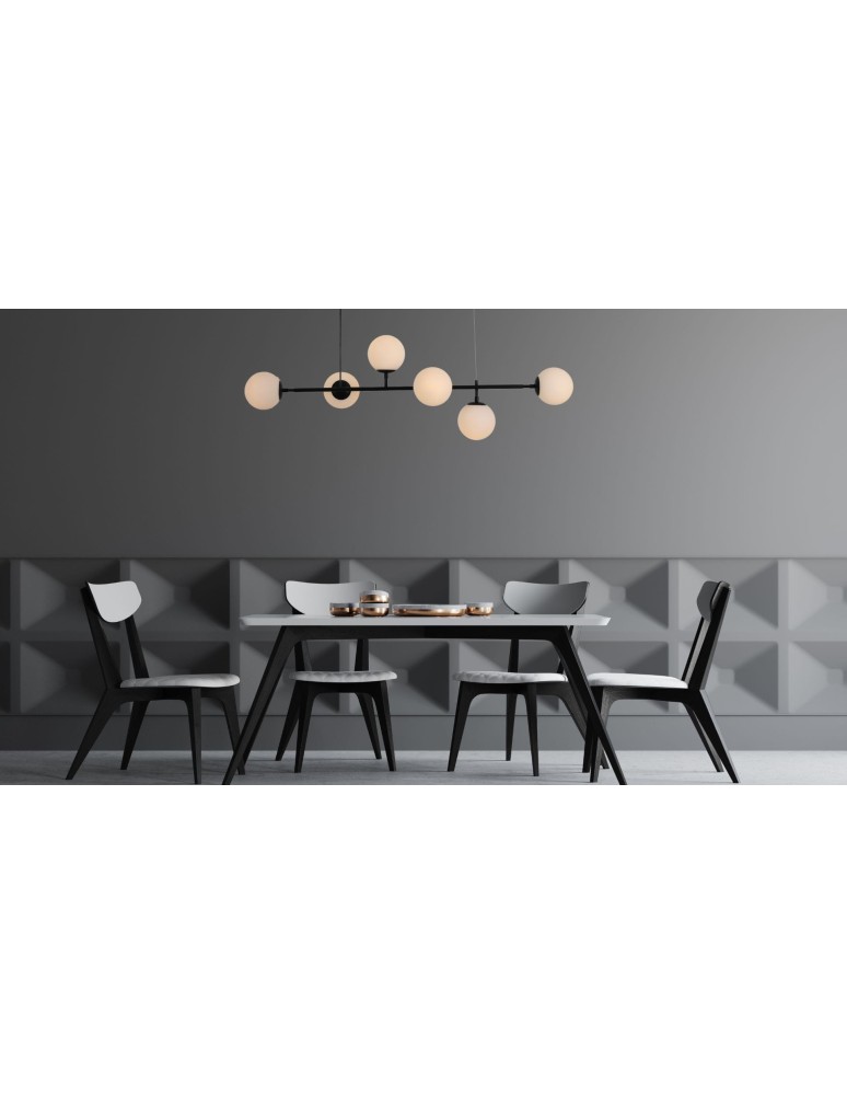 Light Prestige Alisa lampa wisząca czarna białe kulki LP-005/6P BK/WH 6xE14 czarny / biały