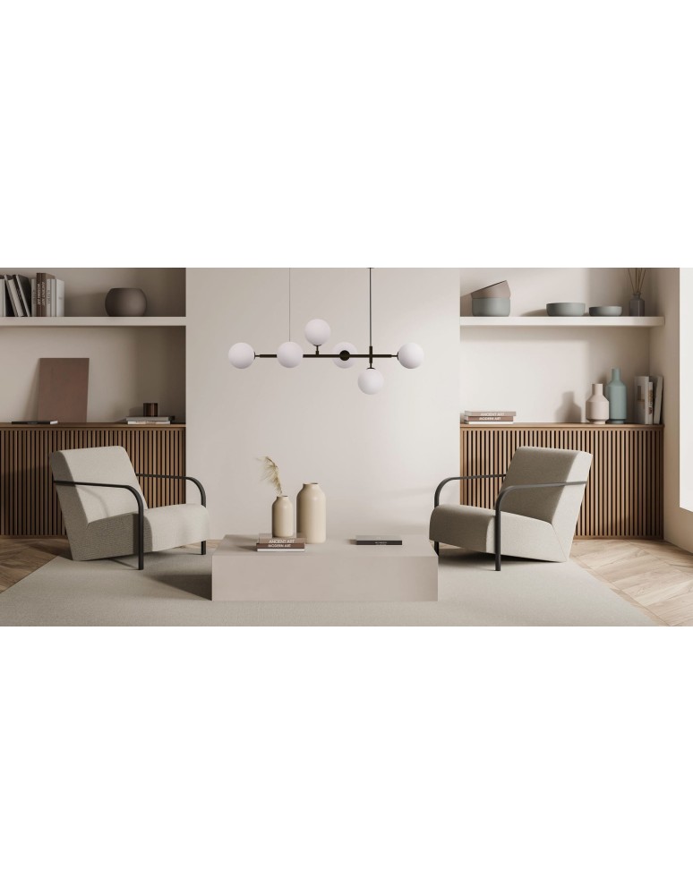 Light Prestige Alisa lampa wisząca czarna białe kulki LP-005/6P BK/WH 6xE14 czarny / biały