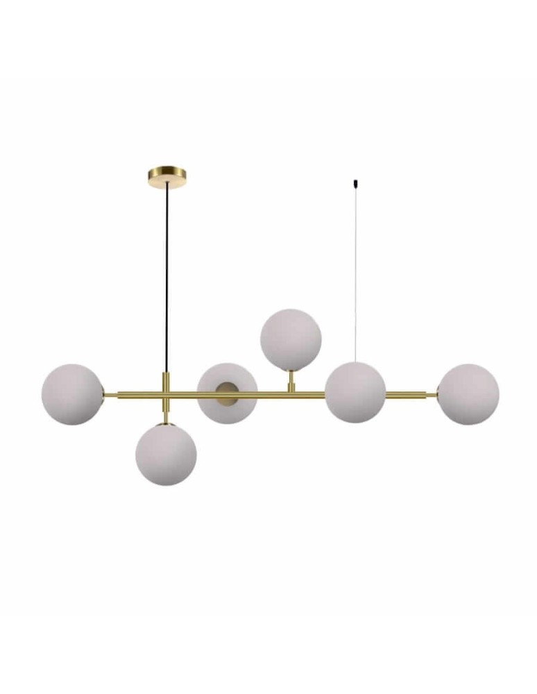 Pendant lamps - Light Prestige Alisa pendant lamp white balls LP-005/6P WH 6xE14 gold / white - product kolory-swiatla.pl 1