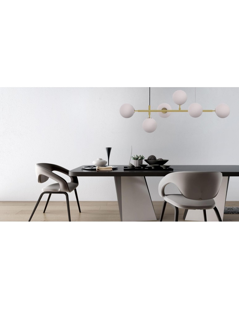 Pendant lamps - Light Prestige Alisa pendant lamp white balls LP-005/6P WH 6xE14 gold / white - product kolory-swiatla.pl 3