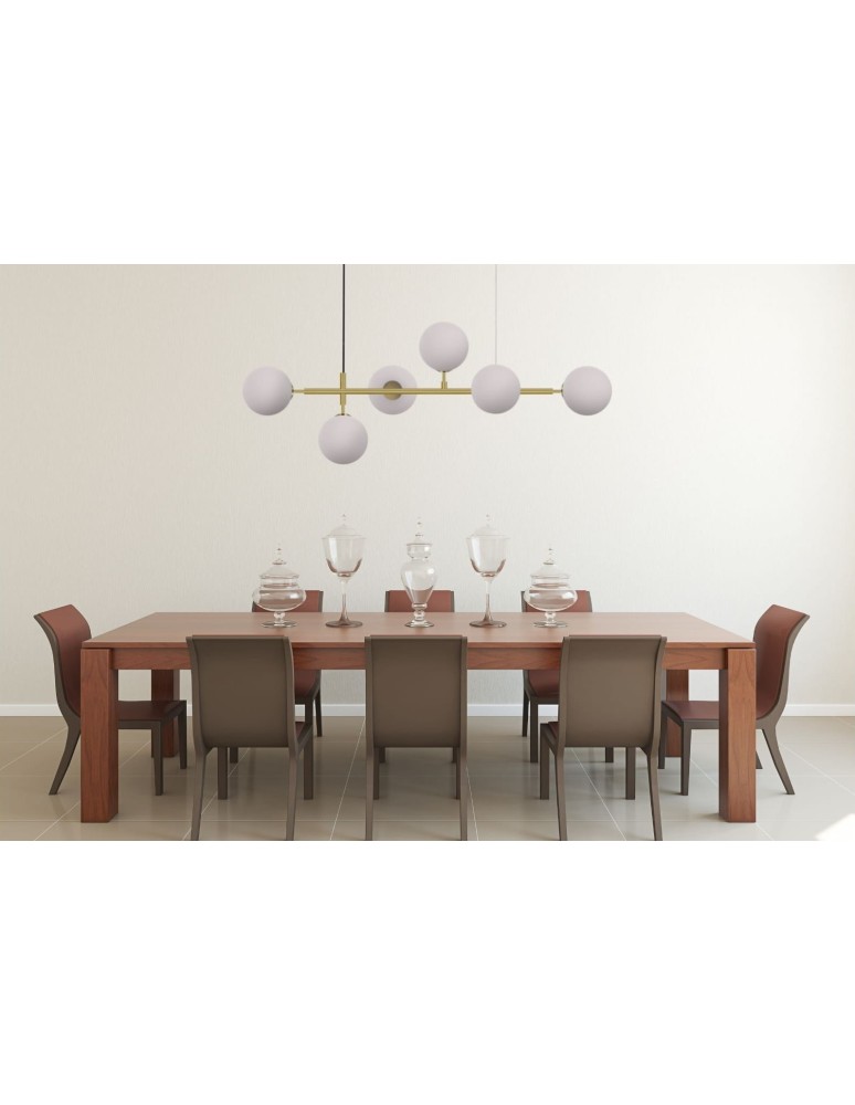 Pendant lamps - Light Prestige Alisa pendant lamp white balls LP-005/6P WH 6xE14 gold / white - product kolory-swiatla.pl 4