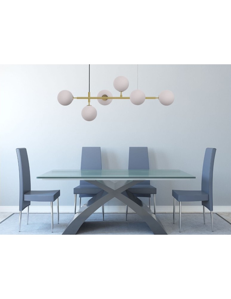 Pendant lamps - Light Prestige Alisa pendant lamp white balls LP-005/6P WH 6xE14 gold / white - product kolory-swiatla.pl 5