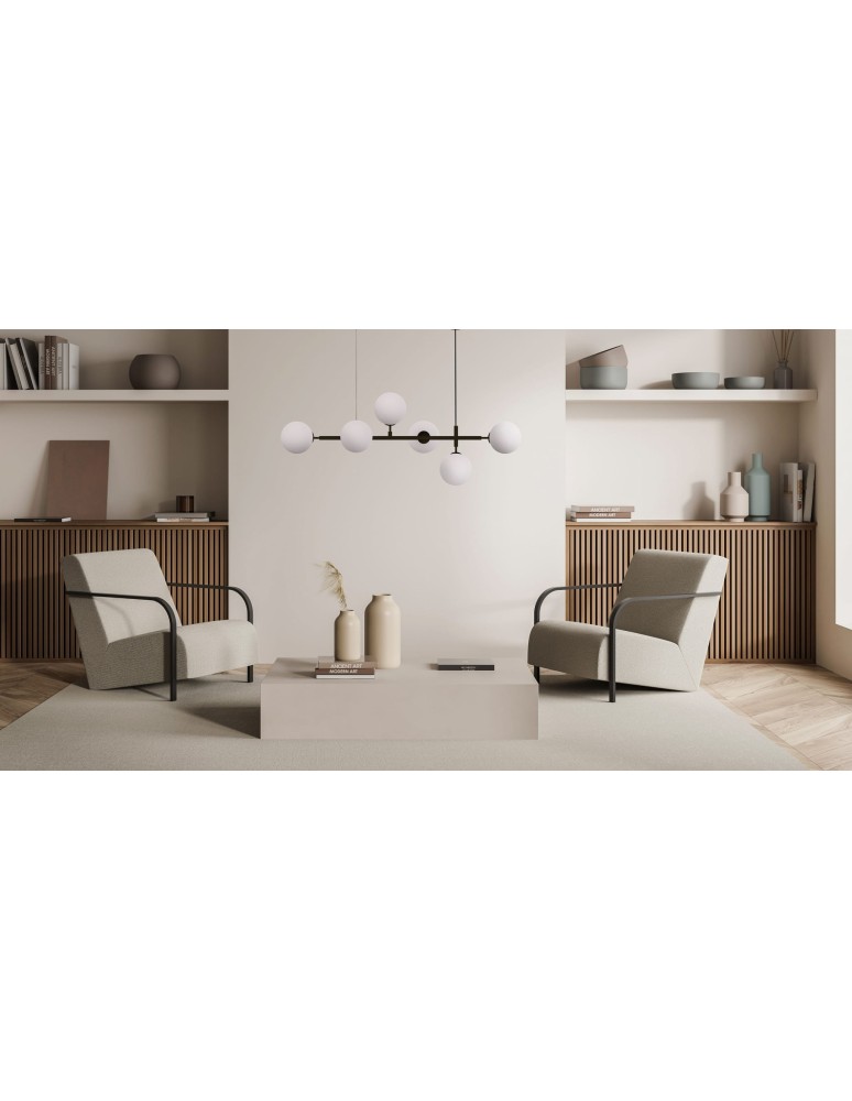 Pendant lamps - Light Prestige Alisa pendant lamp white balls LP-005/6P WH 6xE14 gold / white - product kolory-swiatla.pl 6